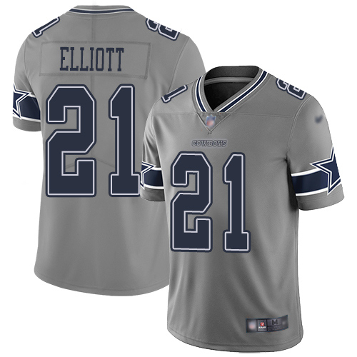 Men Dallas Cowboys Limited Gray Ezekiel Elliott #21 Inverted Legend NFL Jersey->dallas cowboys->NFL Jersey